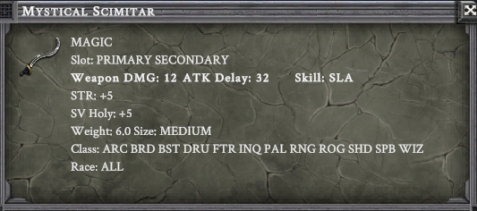 MYSTICAL SCIMITAR item card
